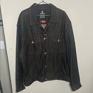 Karl Kani Jeans vintage Black Denim Jacket with red stitching